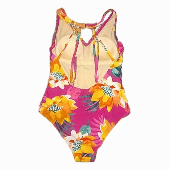 Kona Sol Pink Floral Swimsuit - Picture 3 of 4